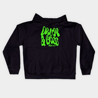 DRUM AND BASS  - Liquid Y2K Font (Lime Green) Kids Hoodie